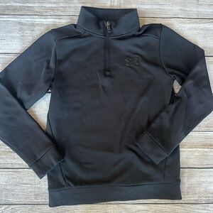 Under Armour Black Quarter 1/4 Zip up Crew Neck Pullover Sweater Youth Size M